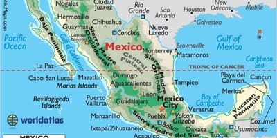 メキシコの山の地図