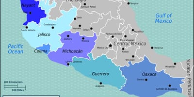 地図の太平洋沿岸のメキシコ