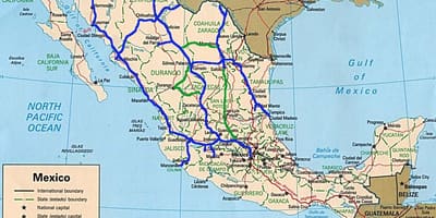 メキシコの鉄道の地図
