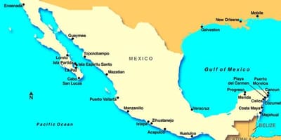 地図のメキシコクルーズポート