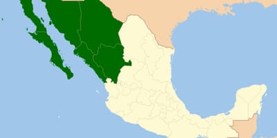 地図の北西にメキシコ
