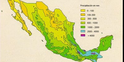 地図のメキシコに降雨