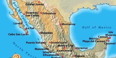 メキシコの休暇の目的地の地図