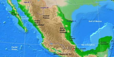 高原のメキシコの地図