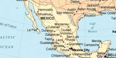 地図の南はメキシコ