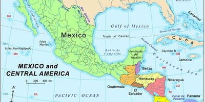 地図メキシコと中央アメリカ