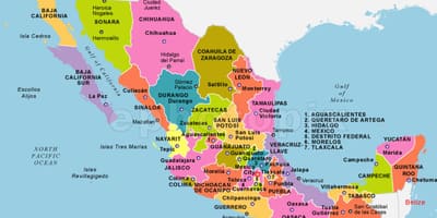 メキシコの地図の国の都