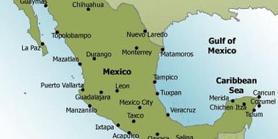 ビーチはメキシコの地図