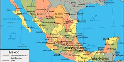 メキシコ西部の地図