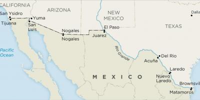 米国-メキシコ国境地図